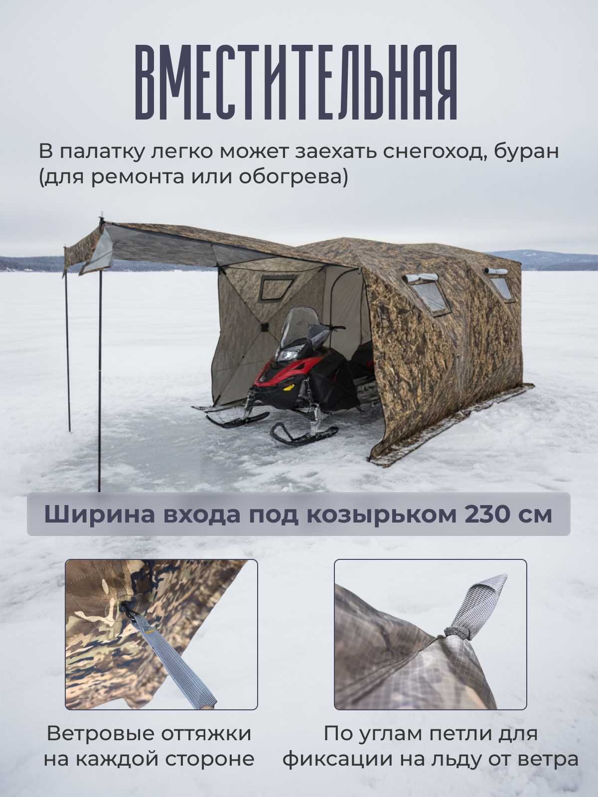 Палатка зимняя трехслойная с установкой козырька