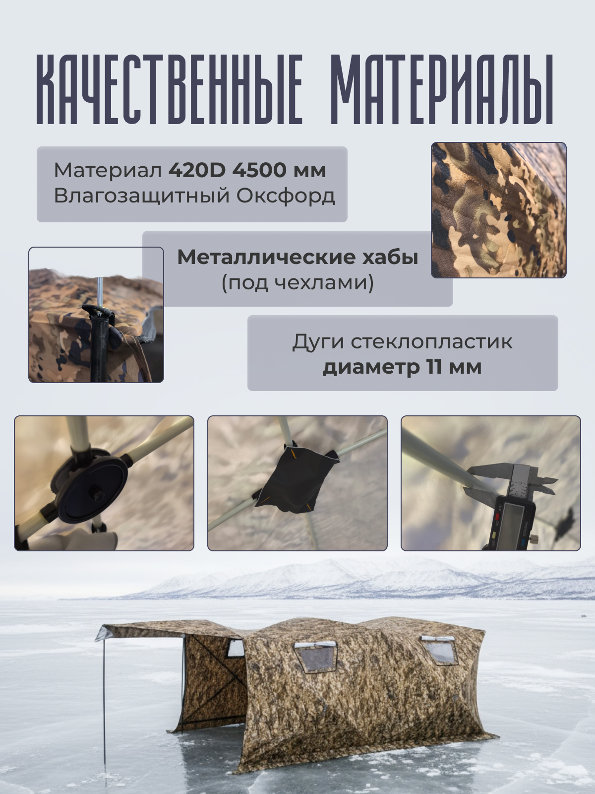Палатка зимняя трехслойная с установкой козырька